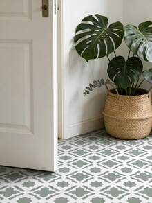 WoStick 10pcs 11.81"X11.81" Removable Self-Adhesive Waterproof Floor Stickers, Suitable For Rental Bedroom Laundry Room, Moroccan Pattern - Patterned Tile Flooring - View 13