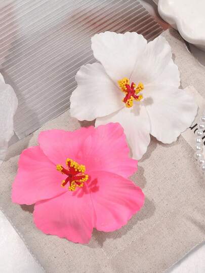 2 piezas/1 pieza Pinzas para el cabello con flores falsas en color rosa y blanco con efecto tie-dye para niñas, accesorios de moda versátiles, elegantes y minimalistas de alta gama en unicolor, adecuados para uso diario, casual, fiesta, viajes, coleta, moño, lavado de cara, maquillaje, accesorio de vestimenta, pinzas de garra, pasadores de cabello, hebillas para el cabello, accesorios para el cabello para niñas, accesorios para la cabeza, horquillas