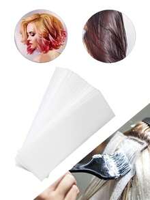 50张烫发纸/100张染发隔离纸，10个鳄鱼夹，专业美发沙龙套装 - 白色 - 查看 3