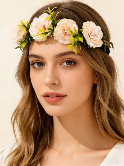 波西米亚风花朵发箍，婚礼摄影，度假发饰