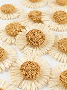 2个高品质花朵发夹，适合女士和女孩，3.15英寸白色雏菊发夹，夏威夷风格发饰，手工波西米亚编织发夹，适合海滩、春夏装扮、野餐、约会、婚礼、日常佩戴、复活节礼物，可爱时尚的发夹 - 彩色 - 查看 2