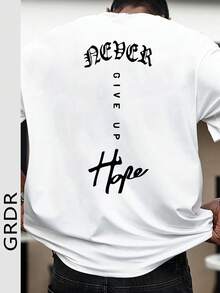 Áo thun ngắn tay nam GRDR phong cách tối giản với khẩu hiệu tiếng Anh "Never Give Up" (Không bao giờ bỏ cuộc). - trắng - Xem 2