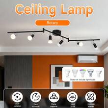 CANMEIJIA 1 đèn âm trần hiện đại 6 bóng, đèn LED âm trần, đế GU10, đầu đèn xoay được, màu đen, thích hợp cho phòng ngủ, phòng khách, nhà bếp. - Đèn âm trần 6 bóng GU10 - Xem 1