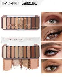 HANDAIYAN 9-Color Eyeshadow Palette, Earth Tone, Shimmery, Multi-Purpose Eyeshadow Palette, Suitable For Halloween, Christmas Makeup Parties, Autumn/Winter, Campus Essential, Vacation, Travel, Camping And Other Occasions - Multicolor - View 3