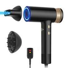 2026 New Product Premium Black Gold High Speed Hair Dryer With 1400W Power For Fast Drying And Salon Style At Home, Low Noise Design For Travel And Daily Use - 黑色 - 查看 1