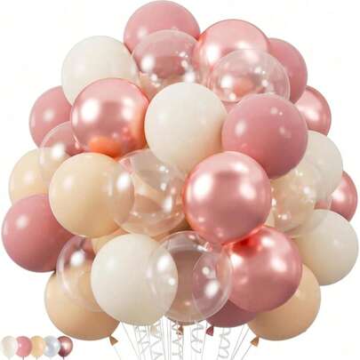 26/51pcs Pink Latex Balloons Set, 10 Inch, Suitable For Weddings, Celebrations, Bridal Showers, Disco Nights, Birthdays And Various Party Decorations