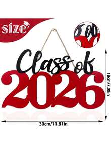 2026 Wooden Graduation Decoration - Red 2026 Graduate Photo Booth Prop And Party Decor, 2026 Graduate Gift Sign, Graduation Party Decoration (Red) - Red - View 3
