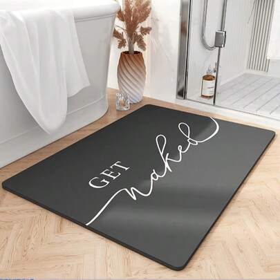 1pc Absorbent Bathroom Mat, Soft Silicone Bathroom Floor Carpet, Bathroom Decor Rug