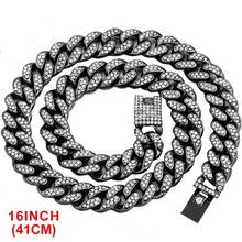 Bộ dây chuyền và vòng tay kiểu màu đen unisex thời trang mới, đính đá lấp lánh, phong cách Punk Hip-Hop Rock. - Dây chuyền và vòng tay nam - Xem 9