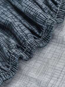 1pc Stretch Full Coverage Sofa Cover, Geometric Pattern, Modern Style Polyester Fabric, Machine Washable, Protects Sofa From Dust & Dirt (Includes 1pc Pillow Cover As Gift) - Grey - View 2