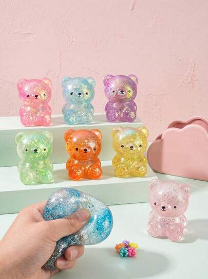 POKOJA LAND 1PC Glitter Crystal Bear,Axolotl,Soft And Slow Back,Sticky Stress Relief Toy,Taba Squishy,Travel Portable Fidget Squeeze Toys,Squisy,Perfect For All Ages Austism,Ideal Holiday Gifts,Fun Cute Stuff,Birthday Gifts
