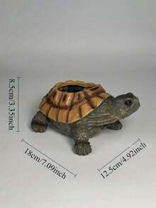 1pc Realistic Turtle Shaped Planter, Handpainted Resin Material, Durable Weatherproof Outdoor Decor For Patio, Balcony, Garden, Pond, Aquarium, Can Plant Succulents, Rustic Home & Garden Ornament, Housewarming Gift - Flowerpot - View 3
