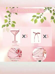 A Set Of 10 Pink Cocktail-Themed Place Cards, Including 5 With Bows - 3 Different Card Designs, Suitable For Use As Tablecloth Place Cards, Business Cards, Table Numbers, Wedding Seating Charts, Etc. - View 15
