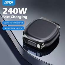 OIITH 240W(MAX) USB-C 快充线，磁吸式伸缩 USB-C 充电线，磁吸设计可自由伸缩双 C 型线缆，可伸缩 Lightning 充电线，多功能 USB-C 数据线，兼容 17/16/15/13 Pro Max Pro，兼容三星手机、平板电脑，支持 PD 快充。 - 彩色 - 查看 5