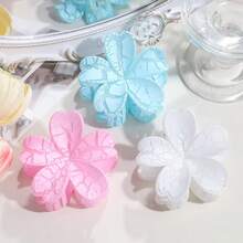 3件套甜美哑光裂纹花朵发夹，简约清新，适合日常及海滩度假使用 - 彩色 - 查看 6