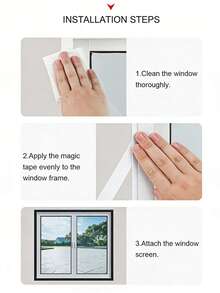 1pc Self-Adhesive Window Screen Mesh, Anti-Mosquito & Insect Net, No-Drill Removable Breathable Mosquito Net For Living Room & Bedroom Windows - Gray Mesh With Black Border - View 11