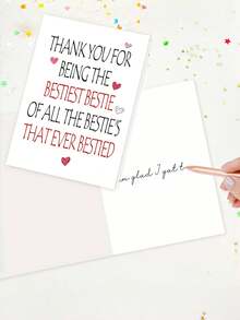 1张“最棒的闺蜜”最佳朋友贺卡，附信封 - 送给闺蜜的甜蜜感谢卡和生日卡，时尚友情礼物，内页空白 - 查看 4