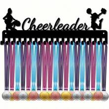 1pc Metal Cheerleader Hanging Display Rack - Colorful Ribbon Design, Suitable For Marathon Runners, Gymnasts And Sports Achievement Display - Durable Home/Office Decor Storage Rack - Black - View 4