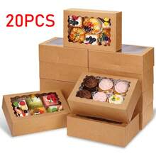 Cookie Boxes With Window, 9x6x3 Inch Brown Bakery Boxes Pastry Containers For Chocolate Covered Strawberries, Candy, Muffins, Donuts - Brown - View 2