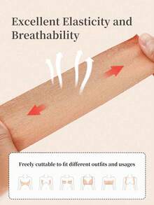 Skin-Friendly Waterproof And Sweat-Resistant Breast Lift Tape, Cleavage Enhancing Backless Bra Tape, Suitable For Wedding Party Backless Dresses - Khaki - View 5
