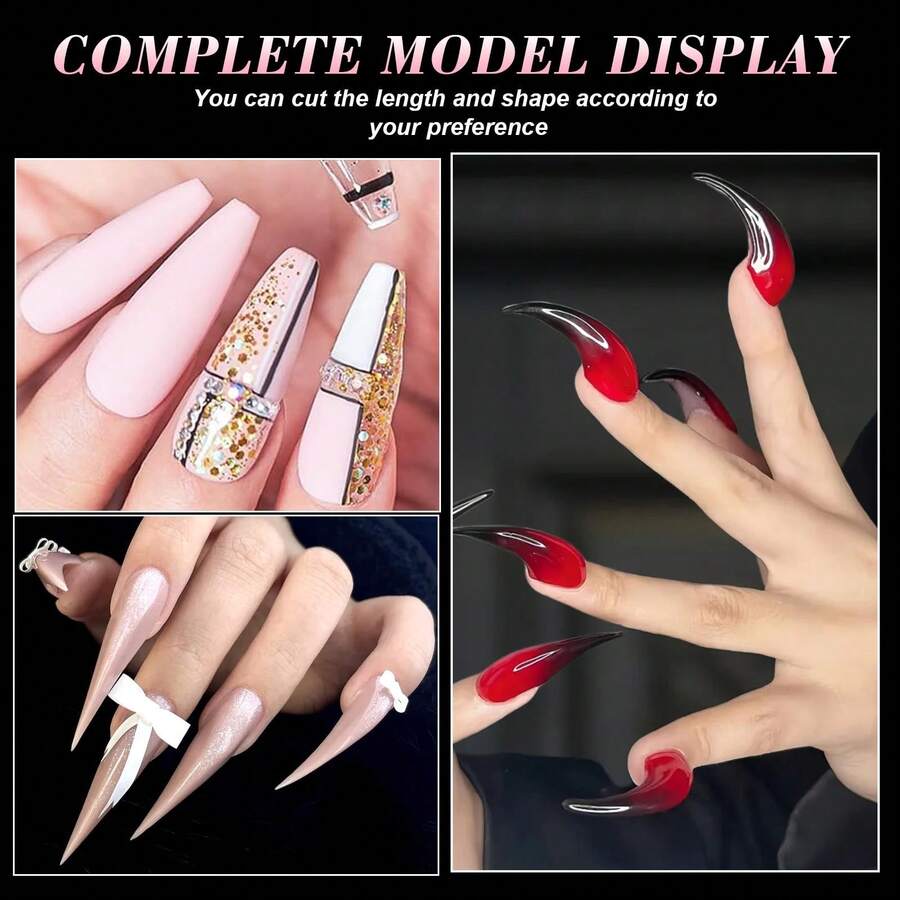 Reusable Crystal Nail Membrane, Eagle Claw Shape, Quick Extension, Painless Crystal Nail Gel Extension, Nail Art Accessories - Multicolor - View 1