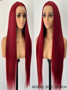 Halloween Elegant 13X4 Wine Red & Brown Freestyle Natural Straight Synthetic Lace Front Wig, High Quality Heat Resistant Fiber, Full Wig Set For Women - Multicolor - View 5