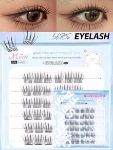 36片免胶偶像假睫毛，大容量！免胶自粘式下垂偶像假睫毛，单簇无需胶水，新手友好型假睫毛 - C - 查看 10