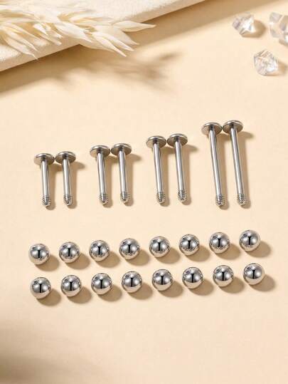 16G 316L Stainless Steel Lip Rings Lip Studs,Tragus Cartilage Helix Earrings Studs Replacement Balls Short Lip Rings 6mm 8mm 10mm 12mm Conch Piercing Jewelry