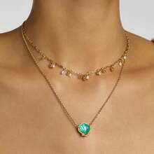 1Pc Gold Shell-Shaped Necklace,Unique And Classic Design Shell Necklace, For Ladies' Weddings, Banquets And Girls' Daily Life Decor Jewelry Gift - Multicolor - View 3