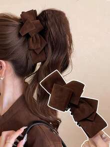 1Pc Velvet Bow Hair Clip Cute Simple Hairpins Barrettes Fashion Party Birthday Hair Accessories - Multicolor - View 3