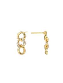 Women's Gold-Plated Chain Hoop Earrings, Fully Embedded With Zirconia Stones, Minimalist Elegant Style, Suitable For Daily Commute And Workwear, An Ideal Gift For Fashion Enthusiasts - Gold - View 5