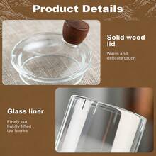 17oz/25oz Borosilicate Glass Coffee/Tea Pot With Wooden Handle, Removable Infuser, Stovetop - Multicolor - View 8