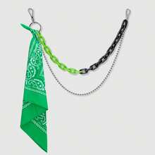 2pcs Hip Hop Accessories Set: Acrylic Multi-Layer Chain + Scarf, Casual Streetwear Hip Hop Style - Multicolor - View 11