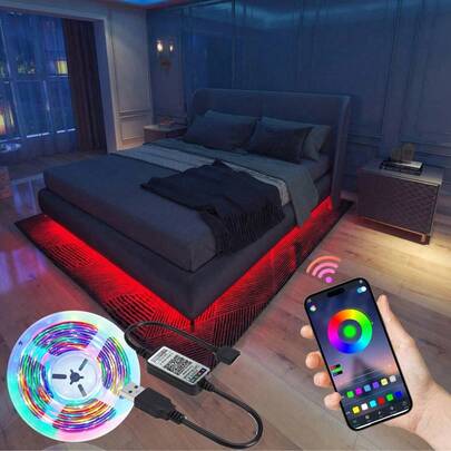 1 Rollo de Tira de Luz LED RGB 5050 para TV Inteligente - Flexible, Autoadhesiva, Cambia de Color, Regulable, Impermeable - Ideal para Iluminación Trasera de TV, Sala de Juegos, Navidad, Fiesta de San Valentín y Iluminación Ambiental