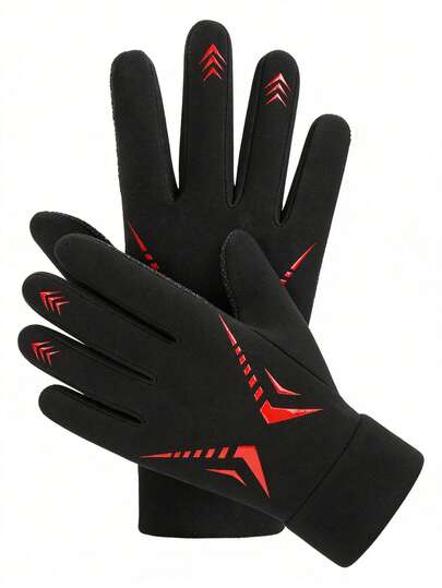 A Pair Of Lightning-Style Gloves, Which Are Anti-Slip And Warm, With A Thickened Lining, Allow Touchscreen Operation, And Are Suitable For Cycling, Running, Outdoor Sports, And Use As Motorcycle Accessories.