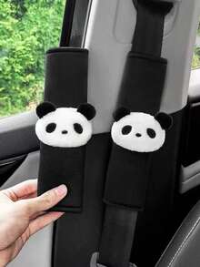 Cute Panda Head Car Seat Belt Shoulder Pad Set Interior Lady Protective Cover Against Scrag Four Seasons. - Panda - View 11