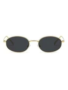 Visivana 1 Pair Women's Gold Oval Metal Small Frame Retro Solid Color Personalized Fashion Street Style Runway Fashion Glasses - Gold - View 4