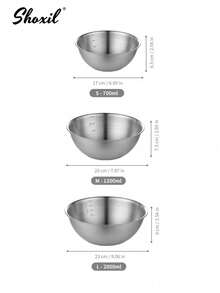 shoxil 1 pièce Set de plateau et bol en acier inoxydable, 5 tailles disponibles, grande capacité, convient pour la salade, la préparation des légumes, le pétrissage de la pâte - Bol - Voir 14