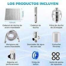 Regaderas para Baño con Filtro 10"Cabezal de Ducha Antioxido Filtro de Ducha de 20 Grados Conjunto de Ducha de Alta Presión Ducha de Mano con 3 Modos Manguera de 1 5 Metros y Todos Los Accesorios - como en la foto - Ver 7