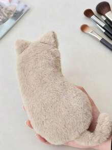 1 Stück süße Katze Plüsch Make-up Pinsel Tasche, großer Kapazität Cartoon Design Schreibwaren/Kosmetiktasche, kreatives Geschenk geeignet für Frauen und Mädchen, weich und bequem, anpassbare Plüsch Make-up Tasche, Kulturtasche, Kosmetiktasche, Reiseessential - Verschiedenfarbig - Übersicht 5