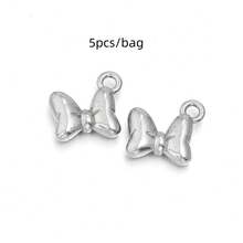 5pcs/Pack Stainless Steel Bowknot Heart Pendant, Elegant Fashion Pendant Necklace Bracelet Charm, Extension Chain Jewelry DIY - Butterfly Heart Pendant - View 9