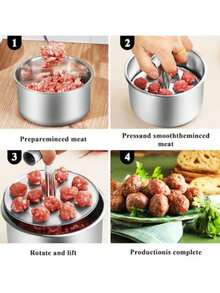 12-Cavity Stainless Steel Manual Meatball Maker With Ergonomic Press Plate, Easy To Make Uniform Meatballs For Soup, Pasta And Appetizers | Dishwasher - Multicolor - View 7