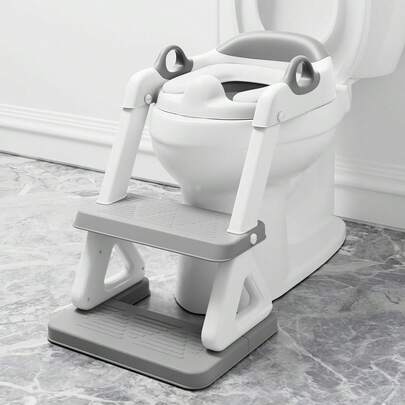 Potty Training With Step Stool Ladder Toddler,Wiifo Sturdy Potty Ladder With Soft Padded Cushion Boys And Girls,Kids Toilet Training Chair(Light)