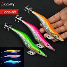 Avlcoaky 3件装 虾形钓鱼路亚 夜光鱿鱼钩 虾对虾路亚 人工硬饵 - 彩色 - 查看 2