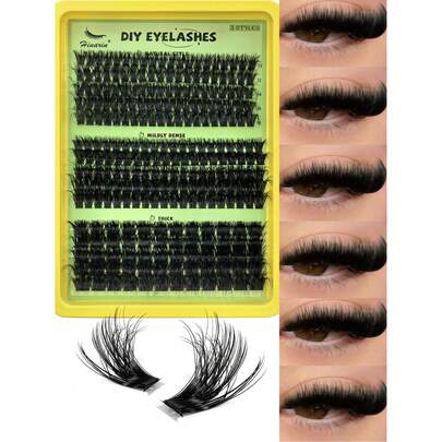 160 sợi mi giả D Curl, độ dày 10-18mm, dạng chùm mi hỗn hợp 80D+100D+200D, 3 kiểu dáng: mi giả dạng chùm, mi mắt mèo, mi nối dày, mi nối phân đoạn. Quà tặng dành cho phụ nữ và bé gái.