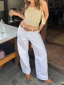 Camiseta de tirantes versátil para uso diario, de verano - blanco lechoso - Ver 6