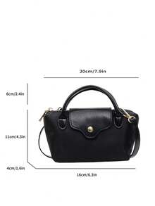 New Fashionable Solid Color Minimalist PU Bucket Bag, Elegant High-End Handbag Suitable For Work, Shopping, Dating, Versatile - Black - View 3