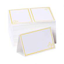 25/50 Pcs Place Cards For Table Setting, 2" X 3.5" Elegant Name Placecards With Gold Foil Border For Wedding & Dinner Party, Printable Food Labels For Party Buffet - A - View 1