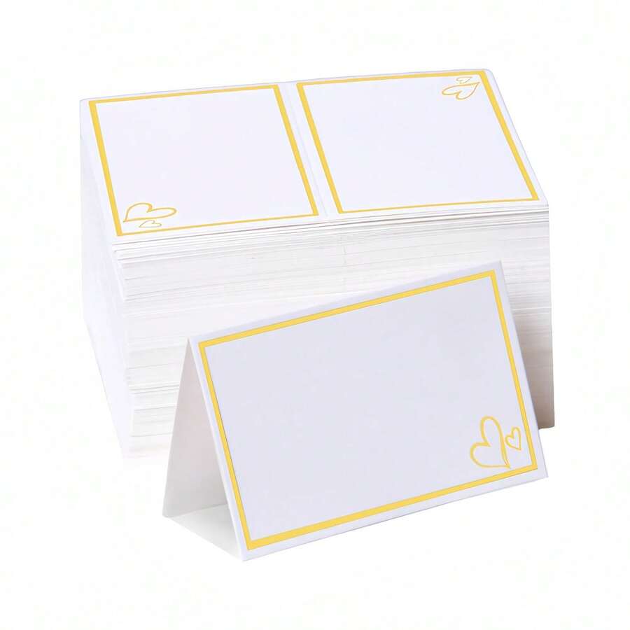 25/50 Pcs Place Cards For Table Setting, 2" X 3.5" Elegant Name Placecards With Gold Foil Border For Wedding & Dinner Party, Printable Food Labels For Party Buffet - A - View 1