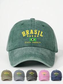 1pc Embroidered "Brasileira" Adjustable Baseball Cap, Outdoor Sun Protection Casual Hat Suitable For Spring, Autumn, Travel, Beach, Y2K Style For Young People - Baseball Cap - View 20